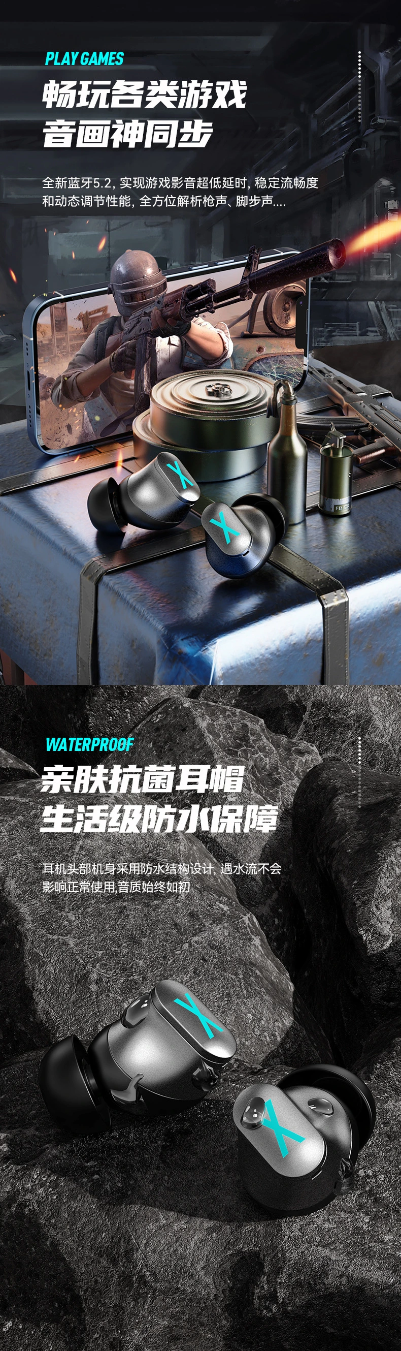 New Popular Design High Quality K89 Bluetooth Headphones Sports Game Low Latency Tws Gaming Wireless Earphones