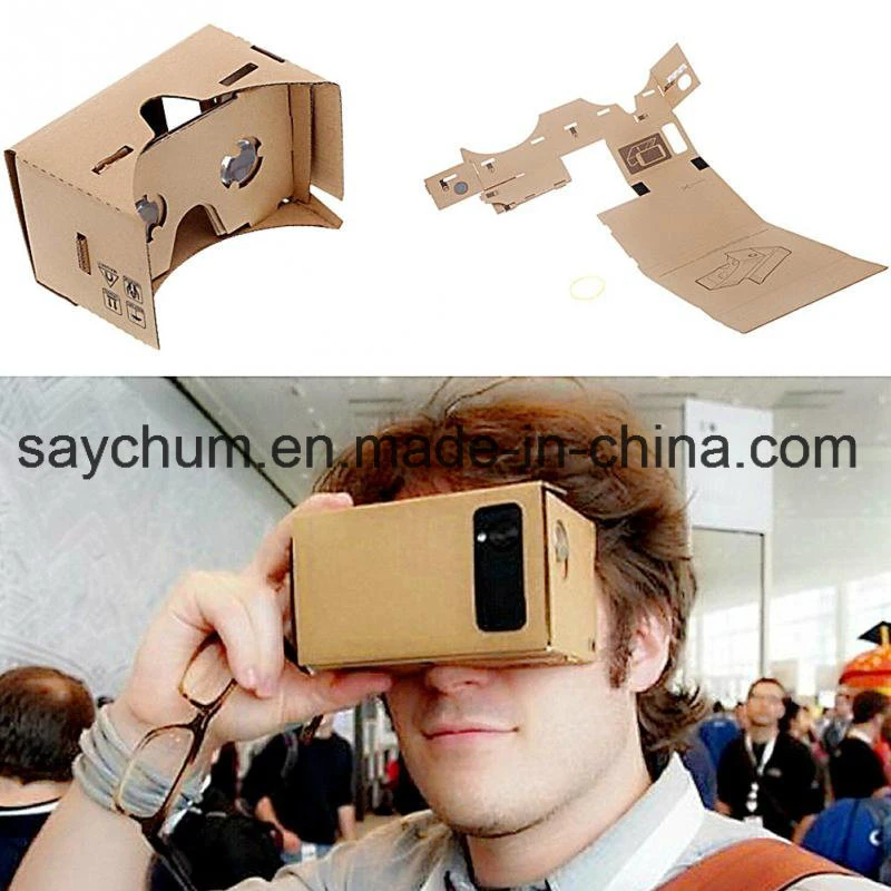 Custom Logo DIY Google Cardboard Virtual Reality Vr Mobile Phone 3D Viewing Glasses for 5.0" Screen