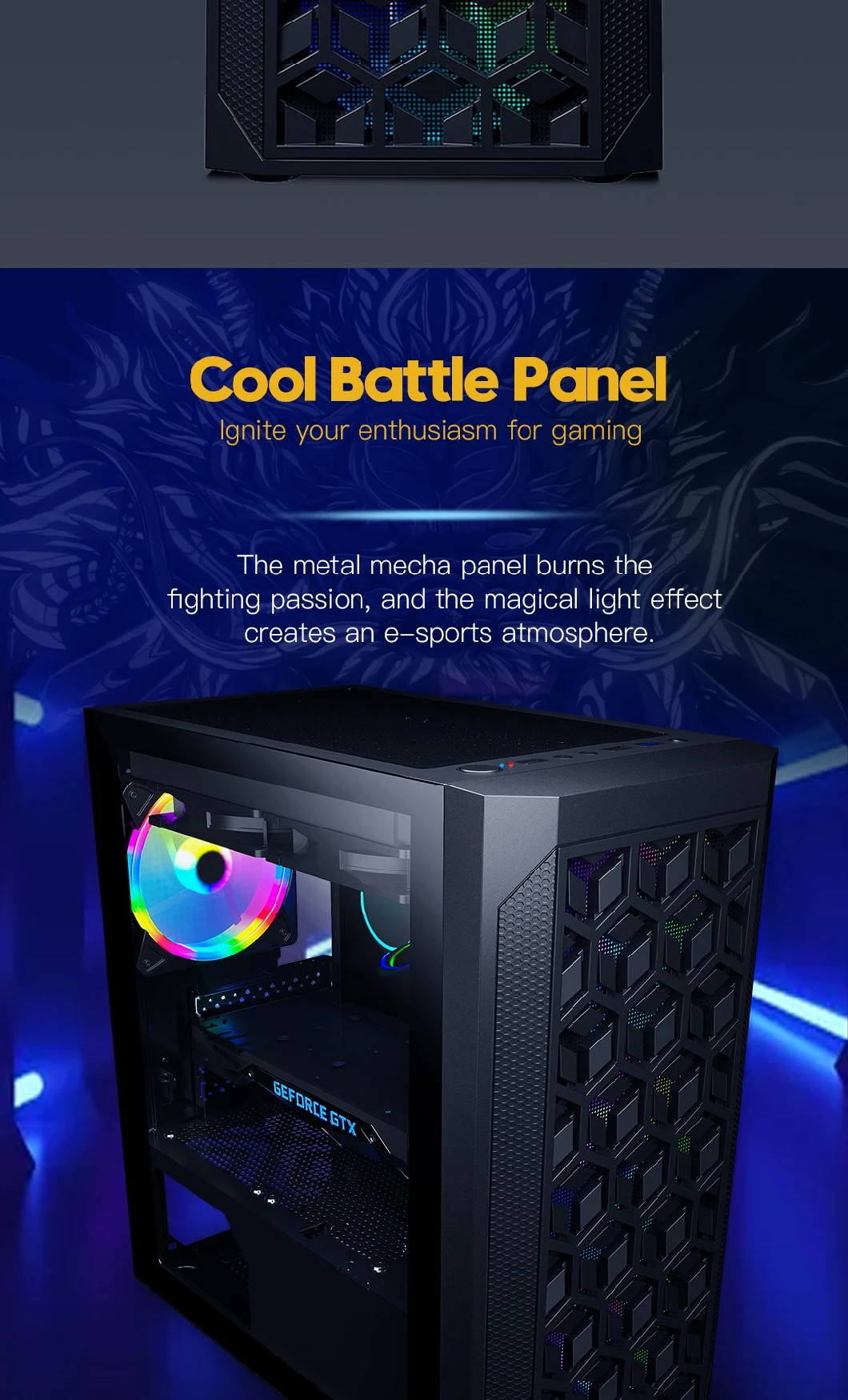 Illuminated Computer Case Casing RGB Light Gaming Case ATX Transparent Large Board Side Game Case Computer Hardware Accessories